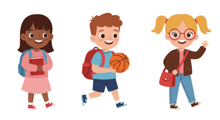 Cute cartoon illustrations student with their activities