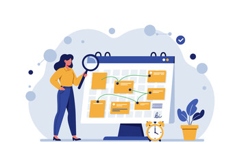 A woman project manager explaining her planning and program