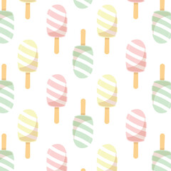 Seamless cold ice cream hot summer illustration background pattern in vector