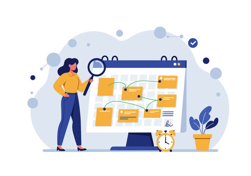 A woman project manager explaining her planning and program