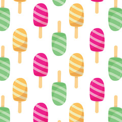 Seamless cold ice cream hot summer illustration background pattern in vector