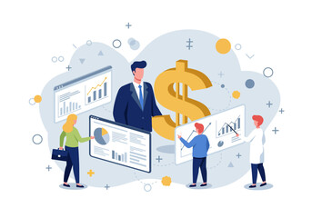 Illustration of a businessman with money, symbolizing finance and success