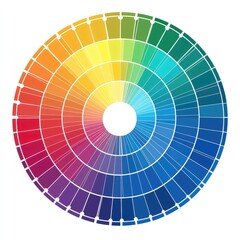 Obraz premium Circular color wheel. Organized spectrum of hues. Many different shades. Sections radiate outward from center. Precisely divided into segments