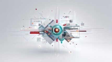 Obraz premium Abstract Technology Graphic with Geometric Shapes and Luminous Elements