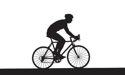 Obraz premium Cyclist Silhouette Vector Illustration for Sports and Outdoor Adventure Design