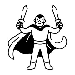 A sketchy style icon of swordsman
