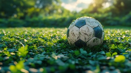 Morning dew sparkling around soccer ball images
