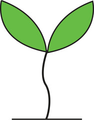 Minimalist Green Sprout Vector Illustration with Two Leaves Representing Growth, Nature, Sustainability, and Eco Concept
