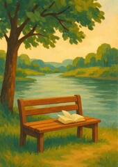 Fototapeta premium Serene nature reading spot