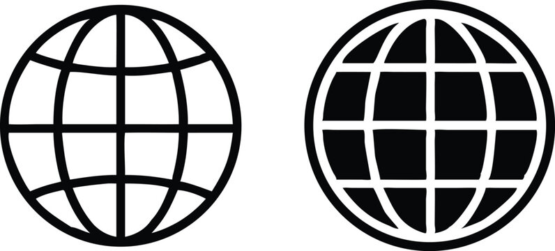 Globe Icon vector illustration, Go to web symbol icon, www symbol, Web icon, website, homepage icon set, earth clip art, globe symbol isolated white background