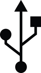 USB SIGN Vector Illustration, USB icon isolated on white background. USB symbol. Flash disk sign vector symbol. flash drive icon isolated. USB port sign on white background. Plug symbol, connect icon.