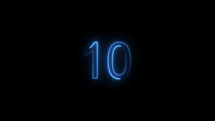 A glowing neon 10 number illustration . on a black background. and creating a illustration stunning 4k illustration .