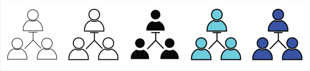 Organizational Structure Icons – Team Hierarchy Symbol in Multiple Styles