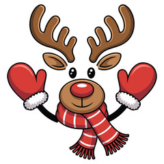 Christmas reindeer mask set vector isolated white background