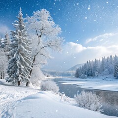 Obraz premium winter landscape with snow