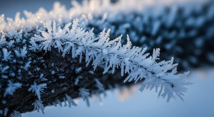 Obraz premium Close Up Of Frost Crystals On Tree Bark In Winter