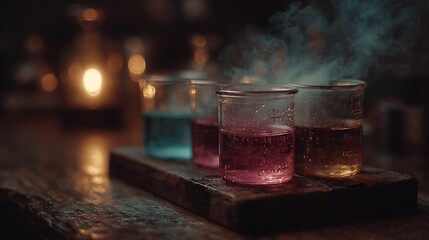 Steaming colorful concoctions