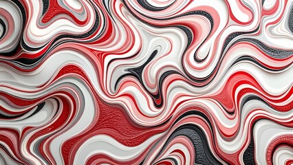 Abstract Swirling Texture in Red, White, and Black