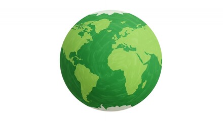 Child's Earth Pixel Art Drawing in Green and White Background Symbolizing Global Unity