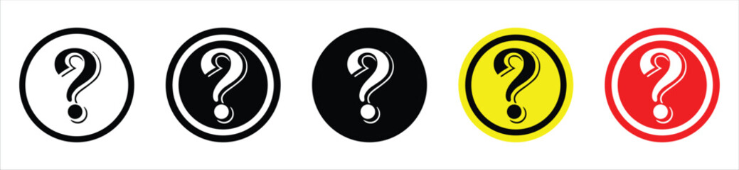 Question Mark Icon Set – Help, Support, and Information Symbols in Color Variations
