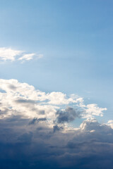 blue sky with cumulus clouds in summer. cloudy weather in the afternoon. meteorology forecast...