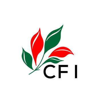 CFI Minimalist Nature Logo with Red and Green, Leaf Design CFI Later Logo on White Background
