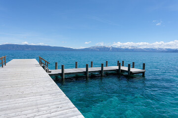 Sugar Pine Point Beach on Lake Tahoe with its beach, pine trees, and beautiful clear water.