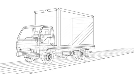 car for transporting goods 3d illustration	
