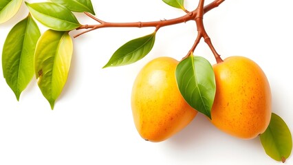 ripe mangoes with leaves