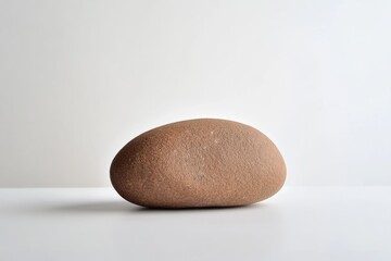 Smooth, reddish-brown stone on white surface