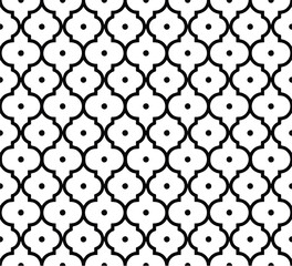 Naklejka premium illustration geometry ethnic pattern, black and white Arabian Islamic seamless design texture 