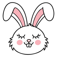 Cute gray rabbit face vector isolated white background