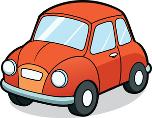 Cute red cartoon car illustration vintage style fun kids graphic