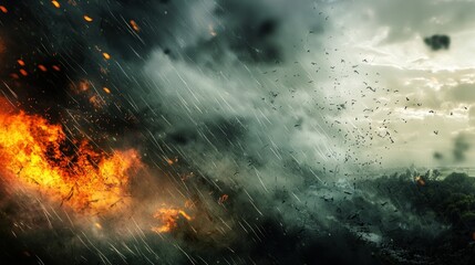 Fototapeta premium Fiery stormy clash of elements