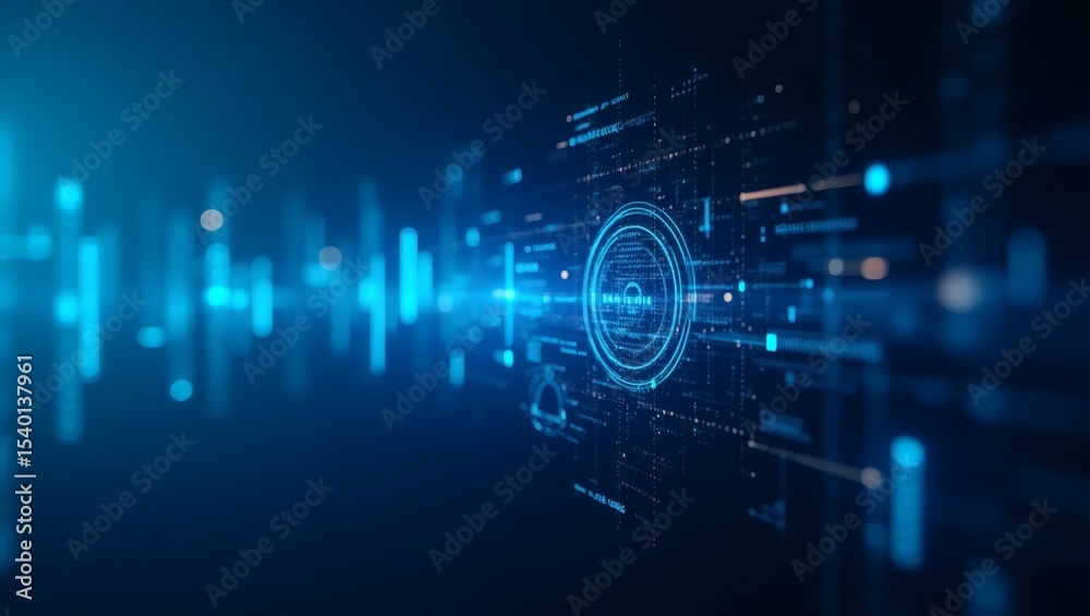 Poster cybernetic digital data in a tech futuristic scene. a modern technological abstract representation