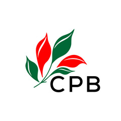 Obraz premium CPB Minimalist Nature Logo with Red and Green, Leaf Design CPB Later Logo on White Background 