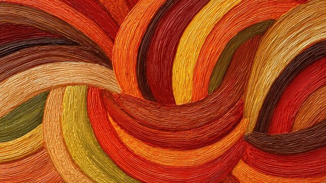 Abstract Curvilinear Painting with Warm Colors