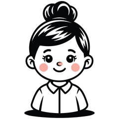 Smiling girl pink cheeks vector isolated white background