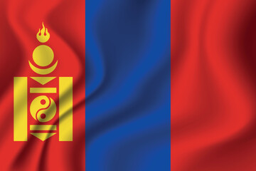 Flag of Mongolia. Mongolian national symbol in official colors. Template icon. Vector background.