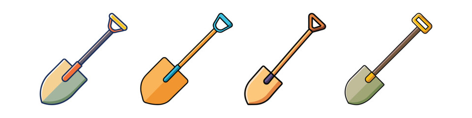Shovel Flat Style Gardening Tool Vector Illustration