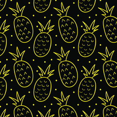 Seamless pineapple pattern for textile fabric or wallpaper backgrounds