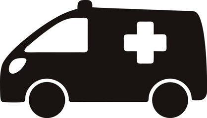 Ambulance vector silhouette, Emergency ambulance symbol icon © Silhouette Lab