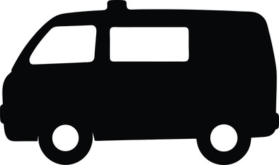Ambulance vector silhouette, Emergency ambulance symbol icon