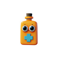 Obraz premium A whimsical and stylized potion bottle character design, transparent background