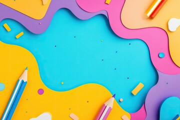Ultra Quality Picture of Top View Desktop Concept with Colourful Background