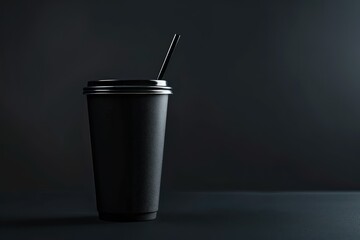 Premium Quality Visual of Black Cup with a Straw on it That Says Drink on it