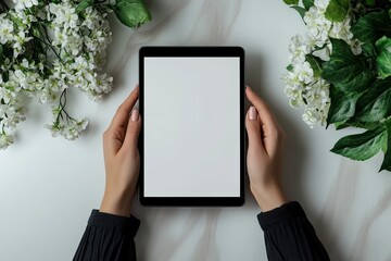 Premium Quality Image of Cropped Hands of Woman Using Digital Tablet on Table