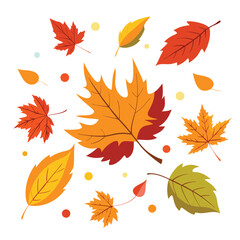 Obraz premium Autumn Falling Leaves Illustration Isolated on White Background Design Element