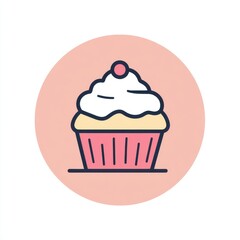 Delightful Pink Cupcake Illustration with Cherry Topping