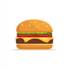 Illustrative Cheeseburger on White Background